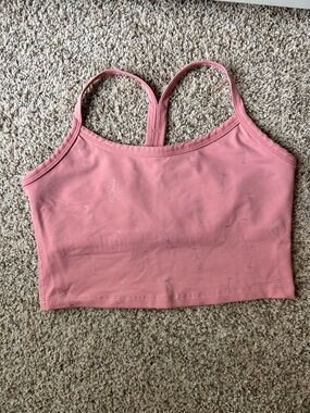 Beyond Yoga Pink Champagne Print - Cropped Tank with Racerback Straps